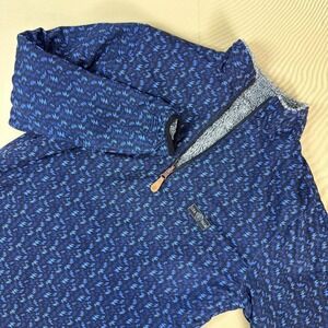 USA Palm 1/4 Zip Reversible Pullover Mens Small Blue Lightning Grey Sherpa EX